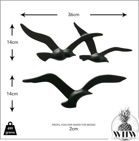 WHW Whole House Worlds Americana Flying Birds Metal Wall Decor Art, Handcrafted, Cast of Aluminum, Black Matte Finish, Bas-relief, 15.25 Inches Wide and 13.25 Inches Wide in Kuwait