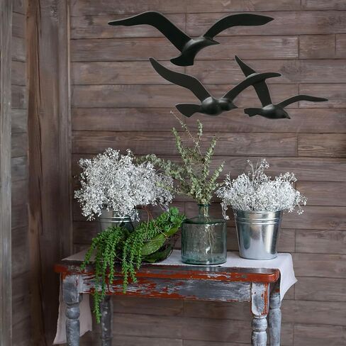 WHW Whole House Worlds Americana Flying Birds Metal Wall Decor Art, Handcrafted, Cast of Aluminum, Black Matte Finish, Bas-relief, 15.25 Inches Wide and 13.25 Inches Wide in Kuwait