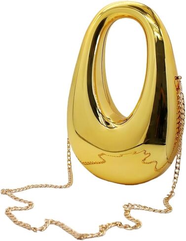 Women Acrylic Clutch Purse Egg Shape Evening Bag Metallic Top Handle Handbag Mirror Shoulder Bag for Wedding Party in Saudi Arabia