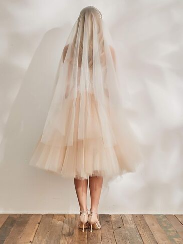 Leimandy 2 الطبقة حجر الراين طرحة زفاف حجاب الإصبع للعرائس الحجاب الزفاف الرجعية مع حجر الراين B026 in Kuwait