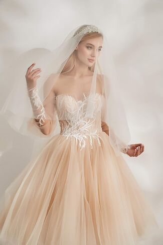 Leimandy 2 الطبقة حجر الراين طرحة زفاف حجاب الإصبع للعرائس الحجاب الزفاف الرجعية مع حجر الراين B026 in Kuwait