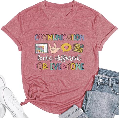 Teacher Shirts for Women Autism Speech Therapy T-Shirt Special Education Mental Health Teacher T-Shirt SLP Graphic Tee Top in Kuwait
