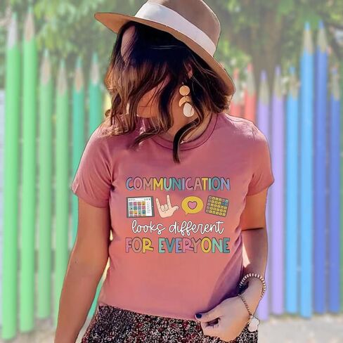 Teacher Shirts for Women Autism Speech Therapy T-Shirt Special Education Mental Health Teacher T-Shirt SLP Graphic Tee Top in Kuwait