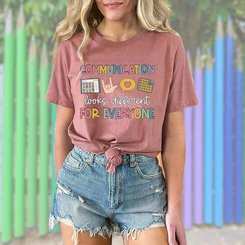 Teacher Shirts for Women Autism Speech Therapy T-Shirt Special Education Mental Health Teacher T-Shirt SLP Graphic Tee Top in Kuwait