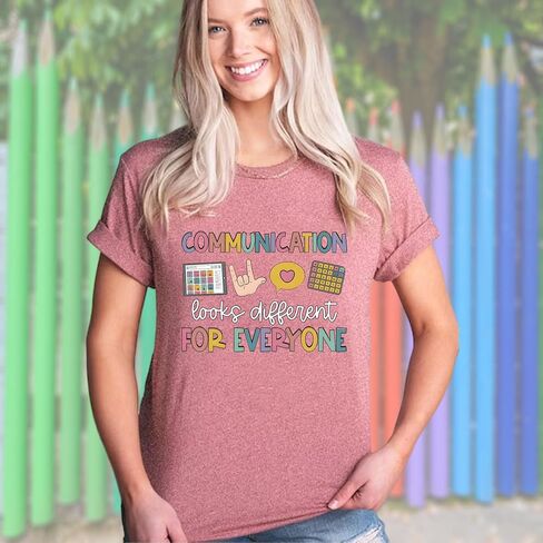 Teacher Shirts for Women Autism Speech Therapy T-Shirt Special Education Mental Health Teacher T-Shirt SLP Graphic Tee Top in Kuwait