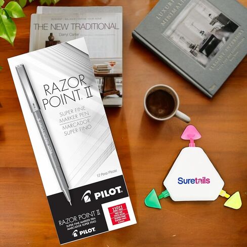 أقلام تحديد الخطوط الدقيقة من Razor Point Ii، 0.2 مم، 12 عبوة، (11011) حبر أحمر، قلم تمييز متعدد الألوان، كتابة دقيقة، طرف [عبوة من قطعة واحدة] in Saudi Arabia