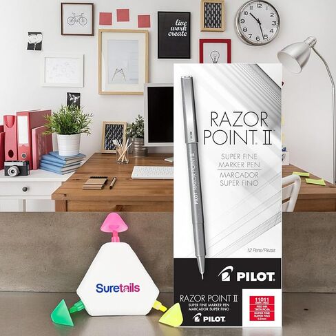 أقلام تحديد الخطوط الدقيقة من Razor Point Ii، 0.2 مم، 12 عبوة، (11011) حبر أحمر، قلم تمييز متعدد الألوان، كتابة دقيقة، طرف [عبوة من قطعة واحدة] in Saudi Arabia