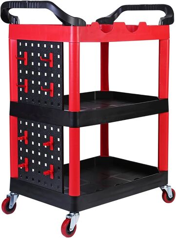 MaxWorks 80384 Black and Gray Two-Tray Service/Utility Cart With Aluminum Legs And 4" Diameter Swivel Castors in Kuwait