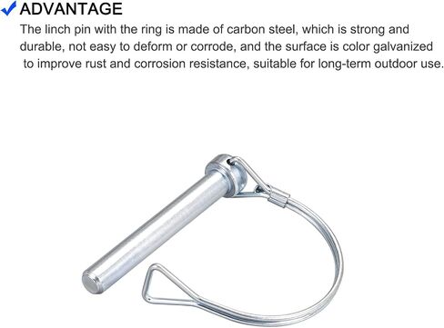 دبوس وصلة أمان (1/2 بوصة × 3.15 بوصة/12 × 80 مم) 3 قطع، دبوس قفل العمود مع حامل سلك قوس دائري - لبناء المنزل والجرارات والمقطورات والشاحنات in Saudi Arabia