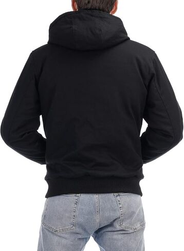 Men's Loose Fit Quilted Flannel Lined Workwear Waterproof Active Jacket Hooded Work Coat in Saudi Arabia