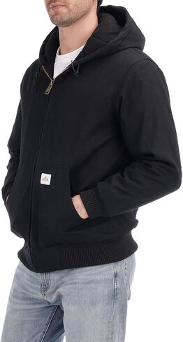 Men's Loose Fit Quilted Flannel Lined Workwear Waterproof Active Jacket Hooded Work Coat in Saudi Arabia