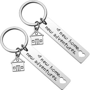2 Pack New Home New Adventures Keychain First Home Gift Housewarming Gift Realtor Closing Gifts New Homeowner House Keyring