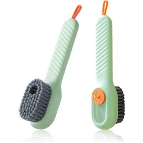 Soap Dispenser Scrub Shoe Brushes for Cleaning, Multi-Function Liquid Adding Soft Fur Cleaning Brush for Stains, Shoe Scrubber Brush,2 Pack