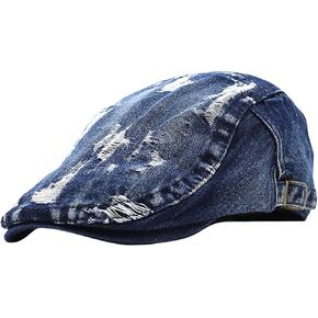 Maxpetus Men's Denim Newsboy Flat Cap Gatsby Ivy Cabbie Hat Driving Cap