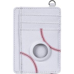 for AirTag Wallet Case, Cute Slim Minimalist Front Pocket Wallet Purse Compatible with AirTags, Credit Card Cash Holders with Built-in Case, Baseball