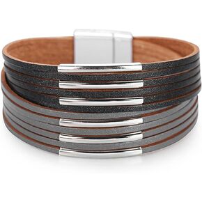 Long tiantian Womens Bracelets Leather Wrap Bracelets for Women Trendy Stackable Bangle Cuff Bracelets for Women Boho Western Jewelry for Women Gifts for Women