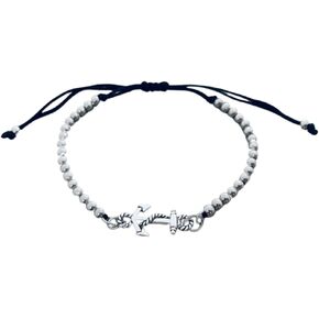 Infinity Collection Silver Anchor Bracelet, Sailor Bracelet Nautical Jewelry Anchor Jewelry for Women Gifts for Best Friend, Adjustable String Beaded Bracelet