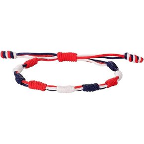 Jennoria Us Flag Mixed Braided Rope Bracelet Hand-woven Red, White And Blue Flag Color Mixed Independence Day Bracelet