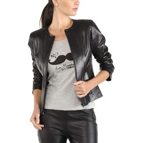Aaron Craft Women's Lambskin Leather Bomber Biker Jacket