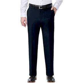 Haggar Men's Super Flex Waistband Straight Fit Pant (Blue Heather, 38x34)