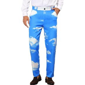 Lars Amadeus Printed Dress Pants for Men's Regular Fit Flat Front Business Suit Trousers