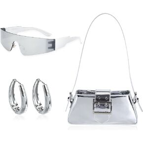 JeVenis Silver Y2k Sunglasses Star Y2K Accessories Early 2000s Y2K Accessories Sliver Pink Y2K Fashion Purse Techno Purse