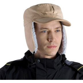 PivotWing Winter Woolen Hats for Men Women Flat Top Baseball Cap with Ear Flaps