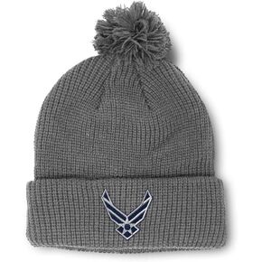 Speedy Pros Pom Pom Beanies for Women Air Force Emblem Embroidery Skull Cap Winter Hats for Men Acrylic 1 Size
