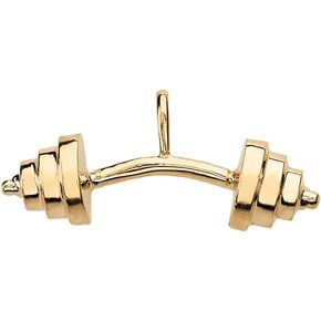 10K or 14K Yellow, White, or Rose Gold Weightlifting Curved Barbell Sports Pendant - Choice of Metal