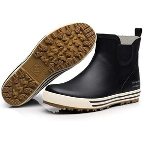 E KAINI Men's Deck Boots Fishing Booties Waterproof Ankle Rain Boots High Traction Anti-Slip Rubber Rain Shoes for Boating Gardening Working in Saudi Arabia