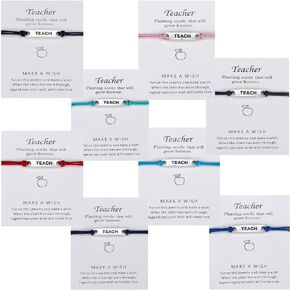 8 Pieces Teach Blessing Card Bracelets for Women Men Colorfu Greeting Bracelets Card Teacher Blessing Bangles Teacher's Day Gift