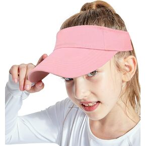 Girls Beach Sun Visors Cotton Golf Sun Hat UV-Shield Protection Athletic Sports Cap Adjustable for 6-12T Kids Unisex