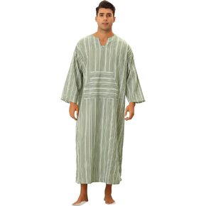 Lars Amadeus Striped Nightshirts for Men's Loose Fit Lightweight Pajamas Long Sleep Gown