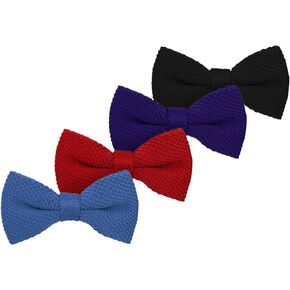 Dan Smith Men Knitting Pre-Tied Bow Tie For Party Knitting Pretied Bowtie Polyester Clip-On Adjustable
