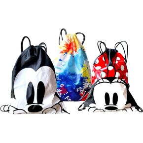 7STAR Mickey and Minnie Drawstring Backpack 3 Pack