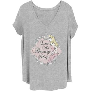 Disney Women's Princesses Let This Beauty Sleep Junior's Plus Short Sleeve Tee Shirt