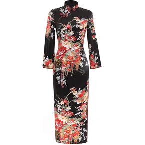 Chinese Traditional Dress Long Cheongsam Long Sleeve Cheap Qipao