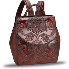 LRTO Genuine Leather Backpack Purse Vintage Casual Daypack College Bag Handmade Cowhide Knapsack Western Rucksack (Darkgrey)