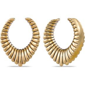 1 Pair Opening Saddle Plug Stretcher Hanger Gauge For Ear Brass Double Flared Tunnels Classic Elegant Gauge Earrings For Women Men Body Piercing Jewelry