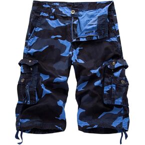 Men's Cargo Shorts Camo Casual Cotton Work Camouflage Short Pants with Multi-Pockets
