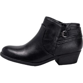 ~ RICO-2 ~ Girls Ankle Booties Boots Low 1 Inch Heel Side Zipper Side Buckle Western Style in Kuwait