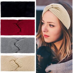 Ondder 4 حزمة عصابات رأس شتوية متماسكة للنساء عصابة رأس مرنة لتدفئة الأذن، أغطية رأس سميكة، عصابة رأس شتوية للشعر للنساء، عصابة رأس دافئة للنساء، إكسسوارات شعر شتوية للنساء والفتيات in Kuwait