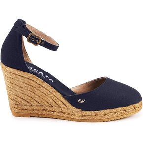 Viscata Estartit Espadrille Canvas Wedges Spain Handmade 3 ½" Heel Women's Sandals with Breathable Organic Cotton Canvas and 100% Natural Jute Midsole for all Occasions: Casual, Work, Party