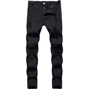 WJWLSKB Slim Fit Men's Jeans, Ripped Stretch Jeans Denim Pants