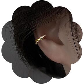 1Pcs Long Chain Cuff Earrings Gold Silver Wrap Tassel Earrings Minimalist Cz Round Stud With Chain Cuff Double Piercing Jewelry Statement Fake Earrings for Women Girls