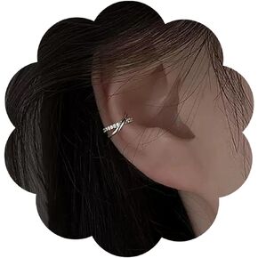 1Pcs Long Chain Cuff Earrings Gold Silver Wrap Tassel Earrings Minimalist Cz Round Stud With Chain Cuff Double Piercing Jewelry Statement Fake Earrings for Women Girls