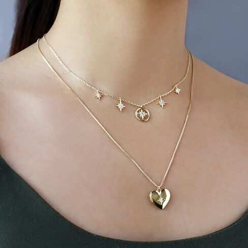 Wanderlust + Co Heart Gold Locket Chain Necklace - 14K Real Gold Plated Hypoallergenic Shower-safe Jewelry in Saudi Arabia