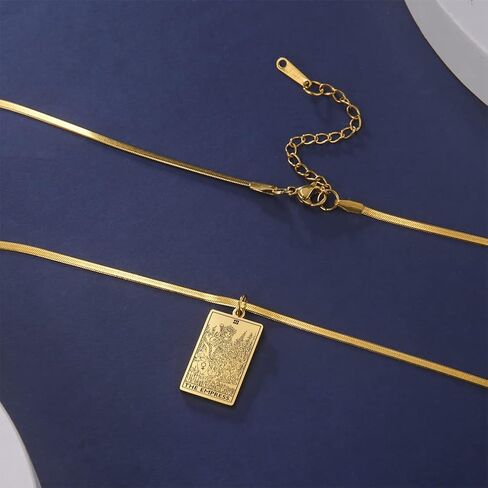 TEAMER Snake Chain Tarot Cards Necklace Stainless Steel Vintage Tarot Jewelry Good Luck Amulet Pendants for Women in Saudi Arabia