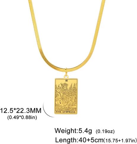 TEAMER Snake Chain Tarot Cards Necklace Stainless Steel Vintage Tarot Jewelry Good Luck Amulet Pendants for Women in Saudi Arabia