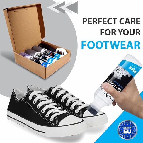 Kaps 4 Sneakers Shoe Care Cleaning Kit - Sneakers Gel Cleaner, Water Repellent Protector Spray, Odour Eliminator 100 ml, Nubuck and Suede Brush – Suitable for Trainer, Suede, Leather, and Nubuck Shoes in Saudi Arabia